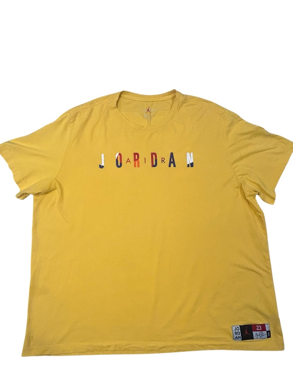 Air Jordan Men's Yellow 1991  Logo Short Sleeve Tee Shirt 23 Size 3XL Basketball